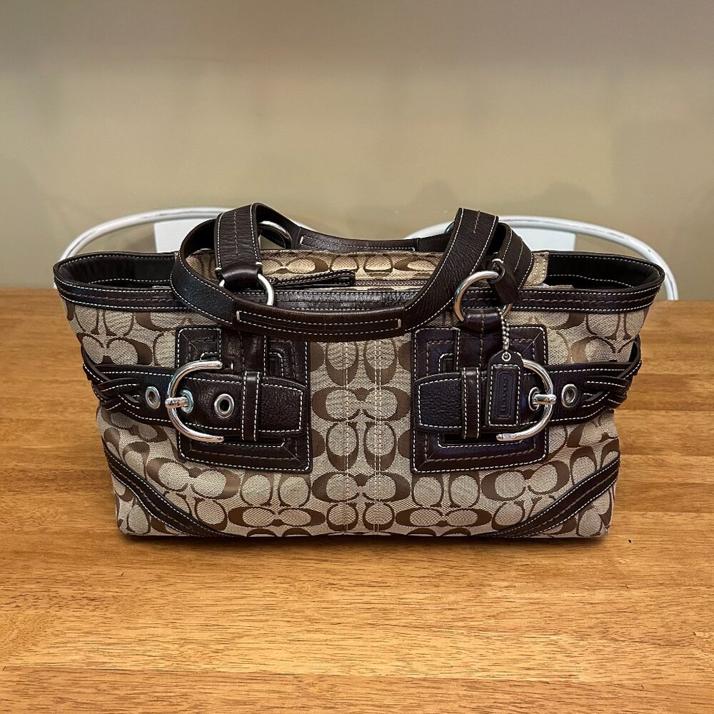 Coach H0694-05089 Brown Soho Signature Jacquard Leather Purse